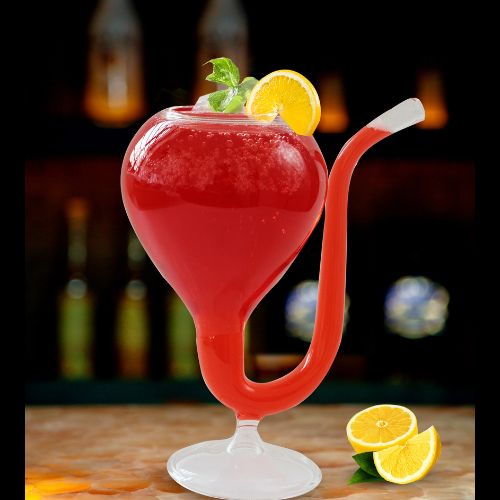 Mithilashri Borosilicate Heart Goblet with built-in straw (300 ml)