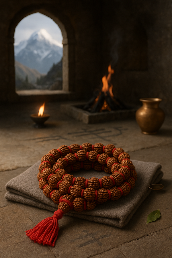 Rudraksha Kantha Mala – Natural 5 Mukhi Beads | For Protection, Devotion & Spiritual Power