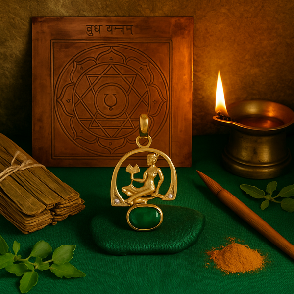 Emerald Panchdhatu Pendant – Mercury Planet Remedy | Lab Certified