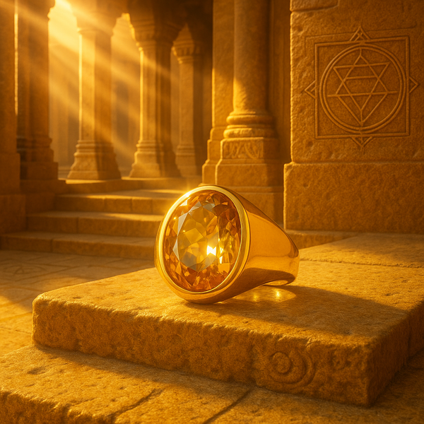 Citrine (Sunehla) Panchdhatu Ring | Lab Certified | Adjustable