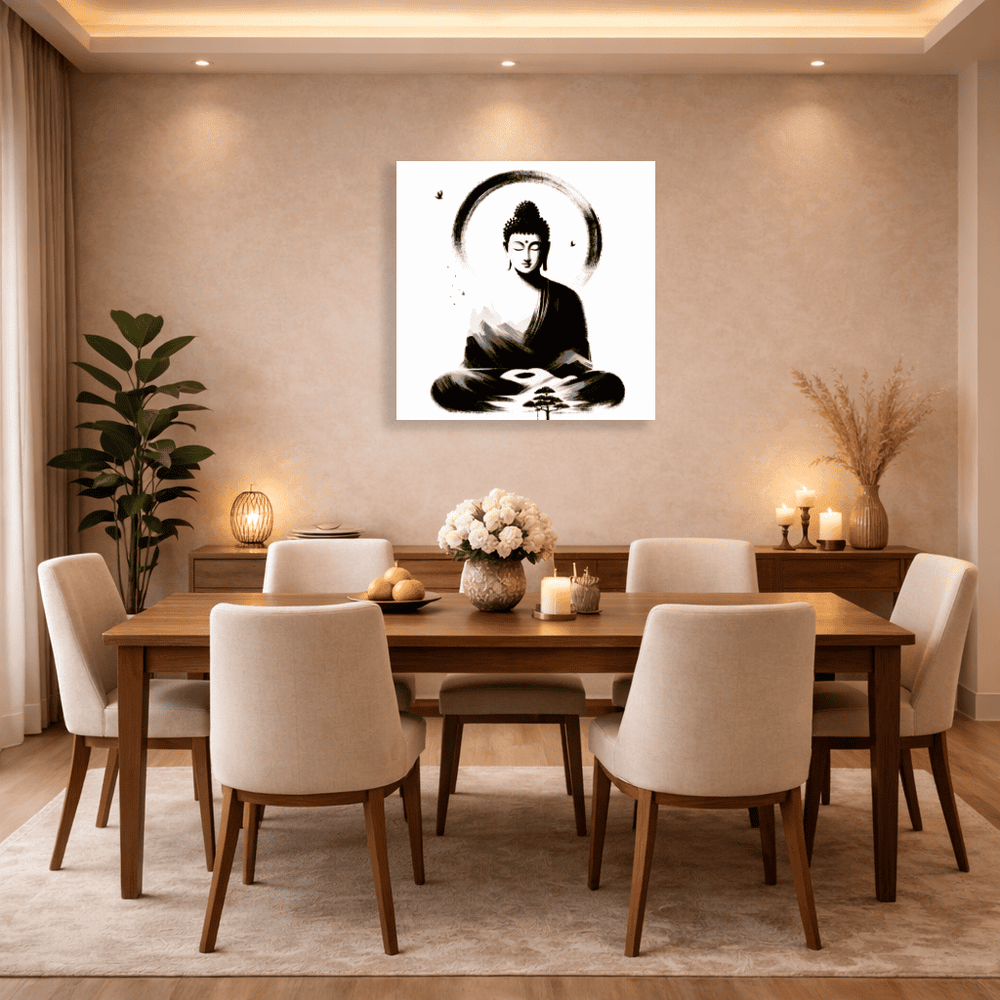 Zen Buddha Canvas Vastu Painting | Living Room Wall Decor | 24x24 Inch (2x2 Feet) Canvas Wall Painting for Home