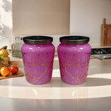Mithilashri Decorative Pink Storage Jar- Set of 2 (600 ml)