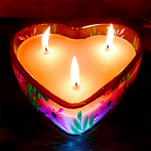 Heart Shape Glass Candle with *Rose Fragrance Wax - Burning time 12 Hours