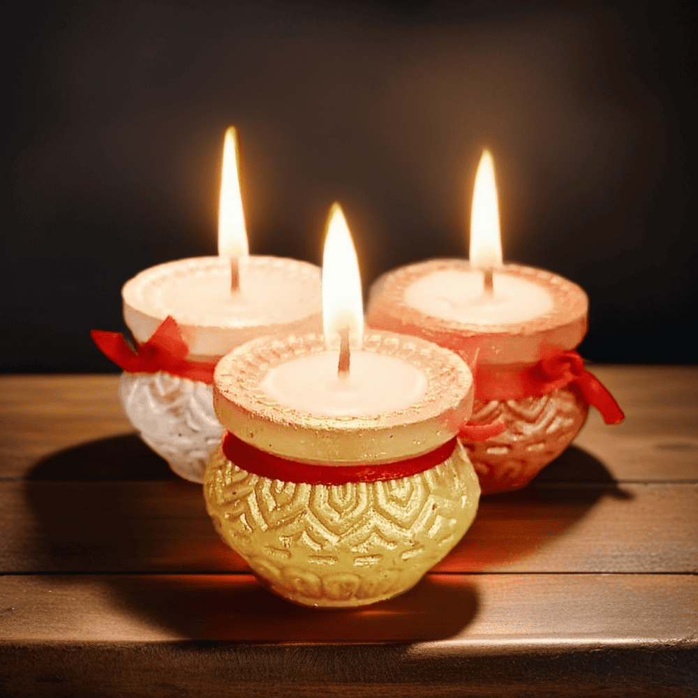 *Wax Filled* Diyas-Matki -Multi-Colour - Set of 6