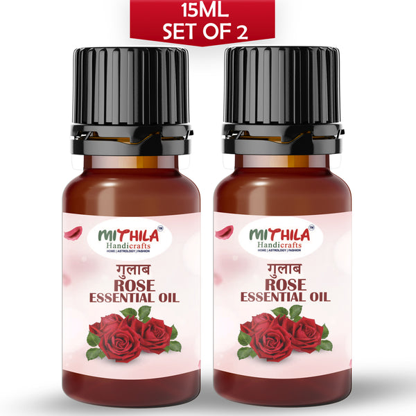 Rose Essential Oil For Skin, Hair Care, Home Fragrance, Aroma Therapy 15ml (Pack of 2)