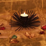 Mithilashri Elegant Tealight Candle Holder | for Party Festival Celebrations-Gift | Handmade Lighting | Decoration | with Tea Light | Black Power Coated Candle Holder |