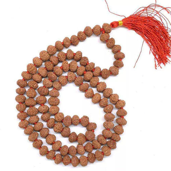 Mithilashri Ten Face Rudraksha Mala Natural Dus Mukhi Rudraksh Mala Lab Certified {Beads 108+1}  8mm Rudraksh Mala Jaap Mala