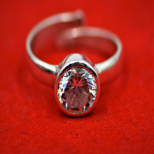 ZIRCON (American Diamond) RING - 92.50% Pure Silver - 5 Carat - Free Size