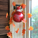 MITHILASHRI ROUND GLASS VASE(RED) WITH IRON HANGER ARTIFICIAL MAPEL PLANT - LARGE-BUTTERFLY