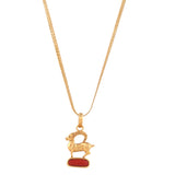 Coral/Moonga Pendant Panchdhatu  with chain Lab Certified Natural Gemstone Pendant for Men and Women