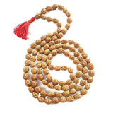 Mithilashri Three Face Rudraksha 108 Beads Mala Natural Teen Mukhi Rudraksha Lab Certified Mala {Beads 108+1} 5mm Jaap Mala
