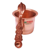 MITHILASHRI Pure Copper Puja Achmani Charnamrit Patra Punch Patra Jal Patra with Lota and Achmani Spoon 50 Gm