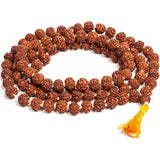 Mithilashri 4 Face Rudraksha Mala 108 Beads Lab Certified Char Mukhi Rudraksha Natural Rudraksha mala Beads 108+1 Size 8 mm