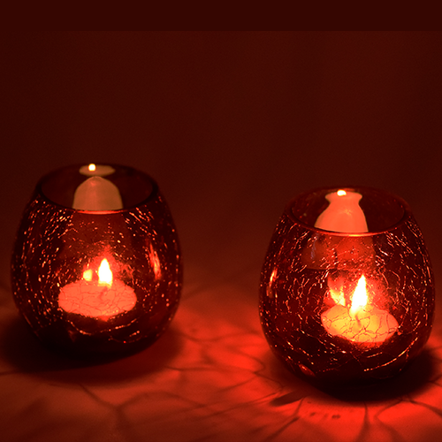 MITHILASHRI  Votive Glass Set of 2 Mercury Red Tealight Candle Holders - Diwali Decoration Items for Home (Glass, Round) - Diwali Décor