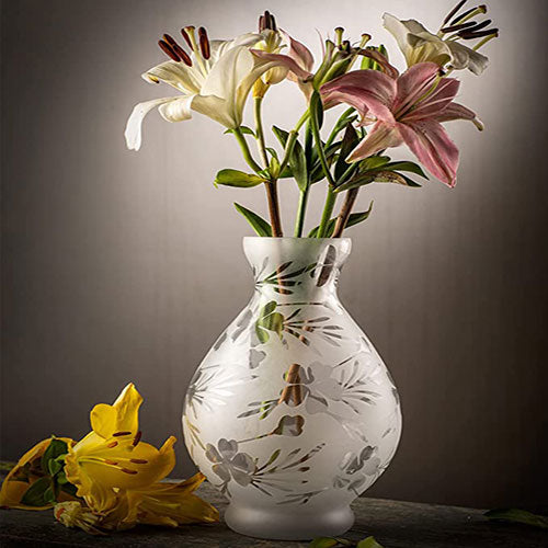 Oval Glass Vase - Frosted - 24X15 Cm