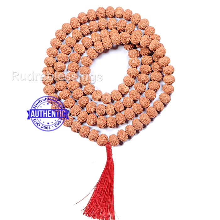 Mithilashri Nine Face Rudraksha Mala Natural Naav Mukhi Rudraksha Lab Certified Rudraksha mala 108+1 Beads Jaap Mala