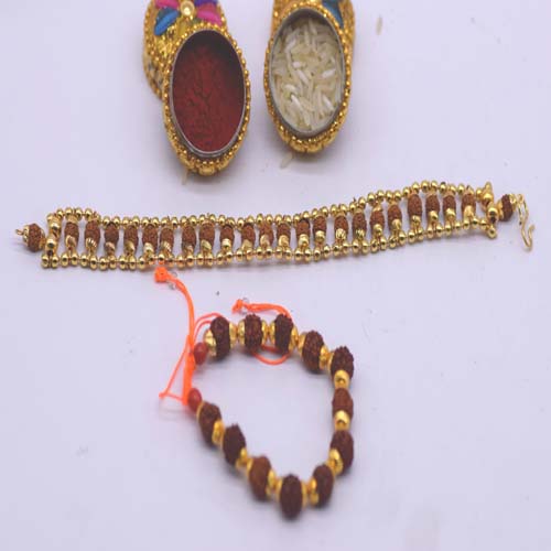 Rudraksha Rakhi combo  For Bhai  Chain Border |Rakhi set| Raksha bandhan | Rakhi set