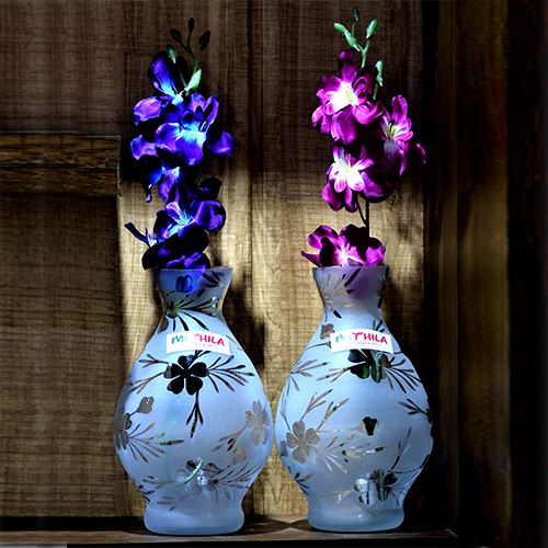 Oval Glass Vase - Frosted - Set of 2 - 24X15 Cm