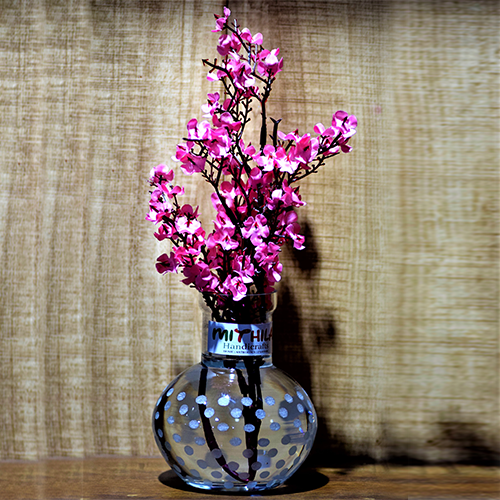 Round Glass Vase - Polka Dots - Small - 12X10  Cm