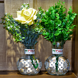 Mithila Handicrafts Polka Dots Round Glass Vase - 12x10 cm