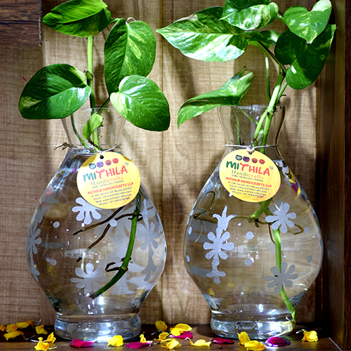 Oval Glass Vase - Set of 2 - 24X15 Cm