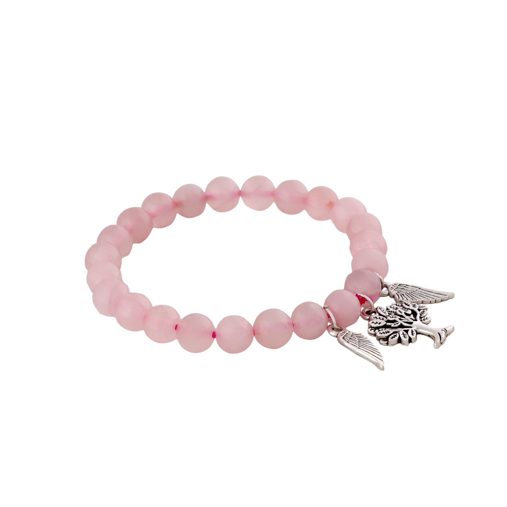 Rose Quartz With Pendant Stretchable Bracelet Natural Gemstone
