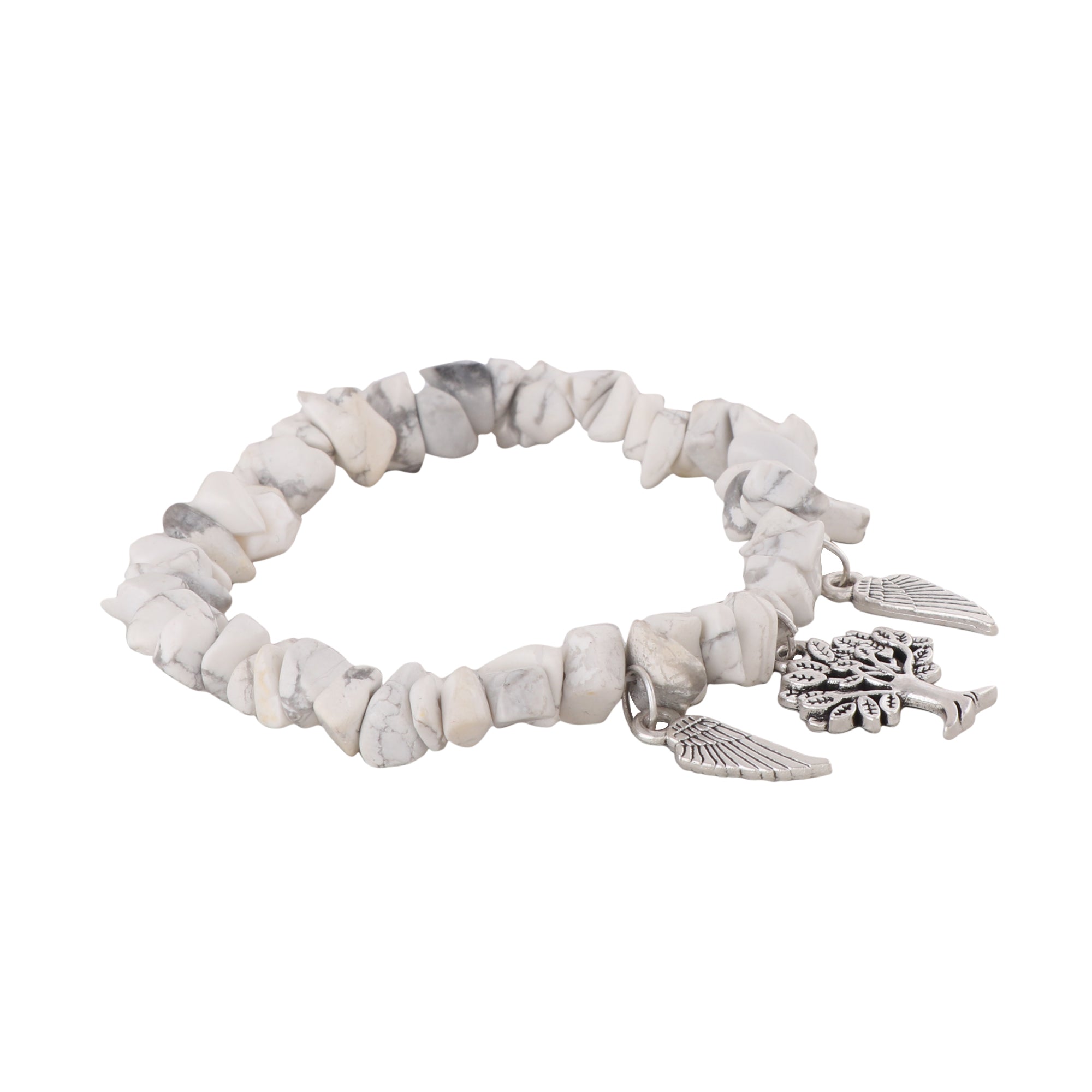 White agate With Pendant Stretchable Bracelet Natural Gemstone