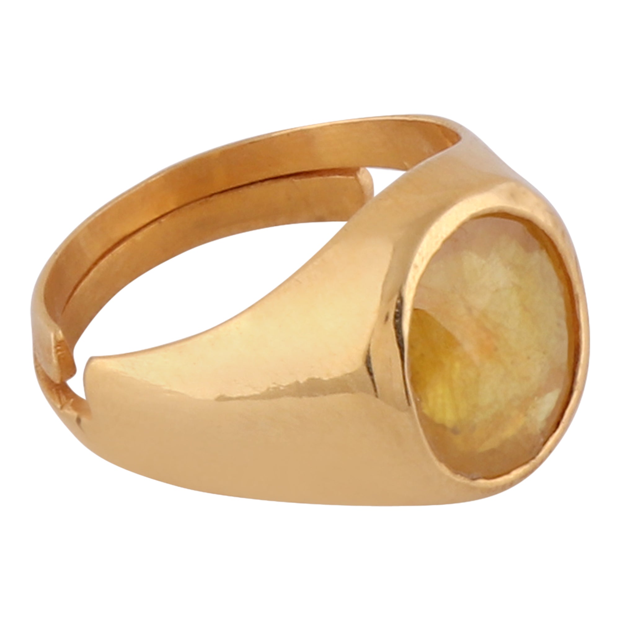 Yellow Sapphire Panchdhatu Ring Lab certified ADJUSTABLE RING