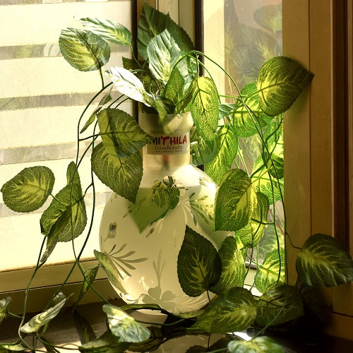 money plant in glass vase ROUND GLASS VASE WITH ARTIFICIAL MONEY PLANT-LARGE – MithilaShri