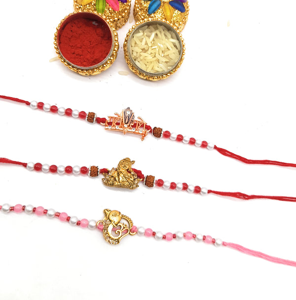 Rakhi for Rakshabandhan with Roli & Chawal Rakhi for Brother/Rakshabandhan Rakhi/Rudraksha Rakhi/Ganesh Rakhi/Swastik Rakhi/OM Rakhi/Pearl Rakhi/Rakhi for Men/Boys