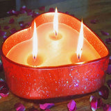 Heart Shape Red-Glass Candle with *Rose Fragrance Wax - Burning time 12 Hours