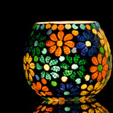 Mithilashri Mosaic Glass Votive Light — Mosaic Glass Votive Tealight Candle Holders Large- Diwali Decoration Items for Diwali Decoration Items for Home Living Room