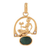 Emerald /Panna Pendant Panchdhatu  with chain Lab Certified Natural Gemstone Pendant for Men and Women