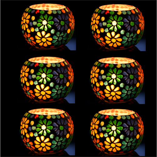 Mithilashri Mosaic Glass Votive Light — Set of 6 Mosaic Glass Votive Tealight Candle Holders Small- Diwali Decoration Items for Diwali Decoration Items for Home Living Room